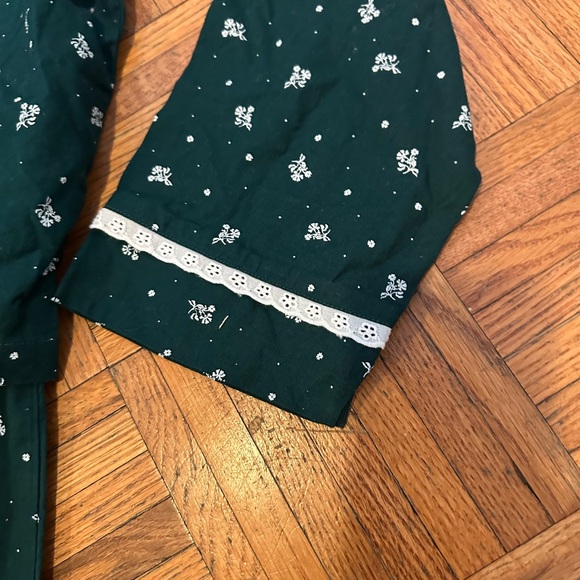 NEW Rachel Ashwell SMALL Green Floral 2 pc Cotton Pajamas and Hair Bow Set - Picture 2 of 9